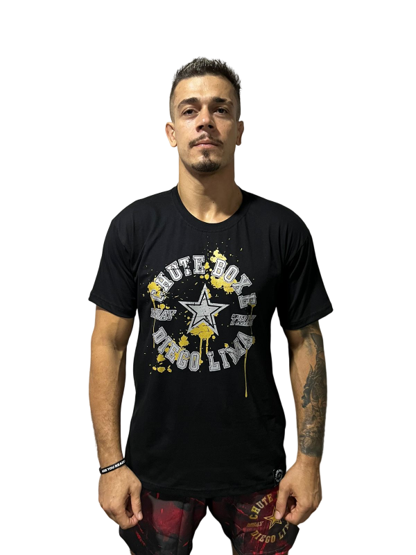 Camiseta Chute Boxe Diego Lima - NOVA Preto Prata e Dourado