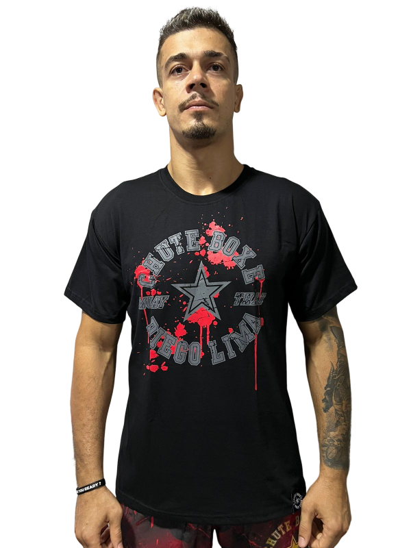 Camiseta Chute Boxe Diego Lima - NOVA Preto Cinza e Vermelho