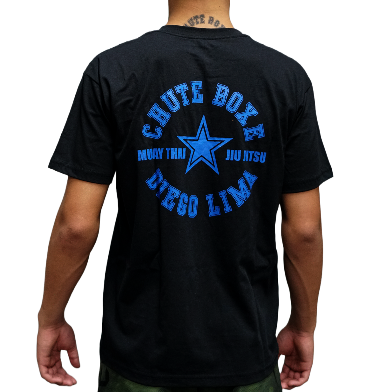 Camiseta Muay Thai Jiu Jtisu Chute Boxe Diego Lima Preta com Azul