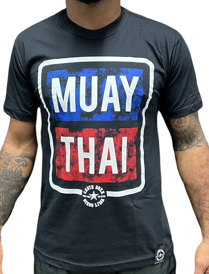 Camiseta Chute Boxe - Preta Vermelho Azul MUAY THAI